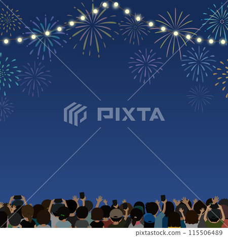 觀賞煙火和煙火的觀眾 115506489