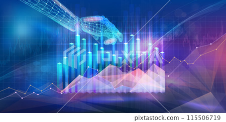 Infographics with the concept of the interaction of AI with the global market Infographics with the concept of the interaction of AI with the global market 115506719