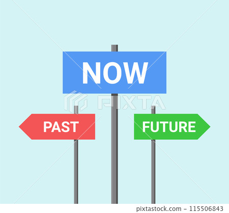 Future past present board icon. Now pas and future way destiny sign 115506843