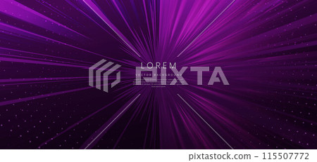 Abstract purple zoom lines speed design on dark purple background. Cartoon background concept. 115507772