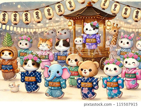 Bon dance of animals Bon dance of animals 115507915