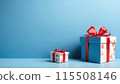 Mockup Gift box with blue freespace background. 115508146