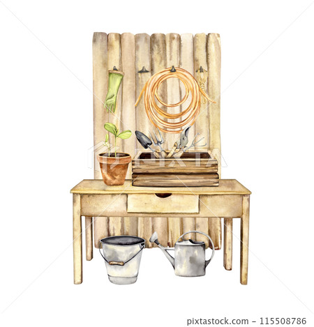 Watercolor garden composition 115508786