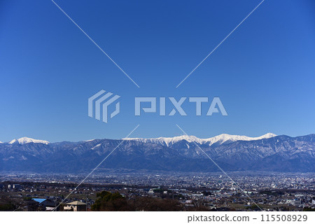 View of the Southern Alps over Kofu city 115508929