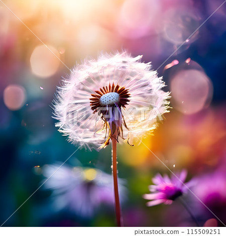 Ethereal Elegance: Dandelion Flower and Floating Feathers Ethereal Elegance: Dandelion Flower and Floating Feathers 115509251