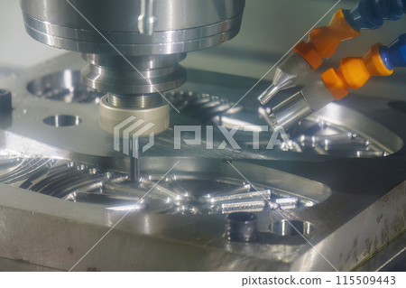 The CNC milling machine cutting shoe mold part by solid ball end mill tool. The CNC milling machine cutting shoe mold part by solid ball end mill tool. 115509443