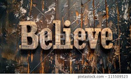 Wooden Shou Sugi Ban Hope and Faith concept art poster. 115509523