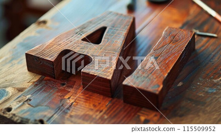 Wooden Mahogany Artificial Intelligence concept art poster. 115509952
