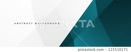 White and turquoise modern abstract wide banner with geometric shapes. Dark green and white abstract background. White and turquoise modern abstract wide banner with geometric shapes. Dark green and white abstract background. 115510171