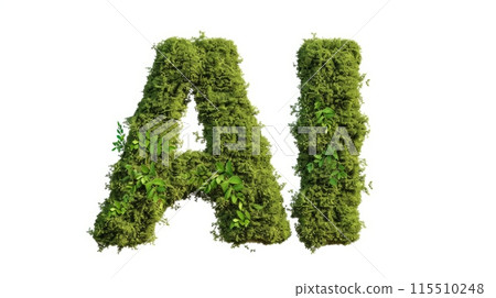 Artificial Intelligence symbol created in Moss-Covered Letters. 115510248