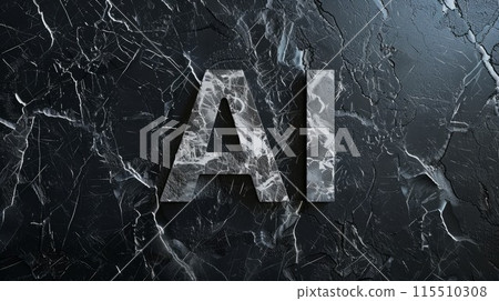 Black Marble Artificial Intelligence concept art poster. 115510308