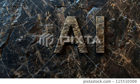 Black Marble Artificial Intelligence concept art poster. 115510309