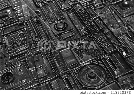 Abstract industrial panel background, black plastic details Abstract industrial panel background, black plastic details 115510378