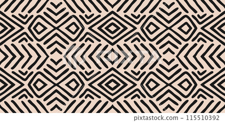 Hand drawn Batik seamless pattern. Geometric doodle abstract background, Ethnic wallpaper. Tribal vector texture. Aztec style. Folk embroidery, Scandinavian art, African rug, tile design. Hand drawn Batik seamless pattern. Geometric doodle abstract background, Ethnic wallpaper. Tribal vector texture. Aztec style. Folk embroidery, Scandinavian art, African rug, tile design. 115510392