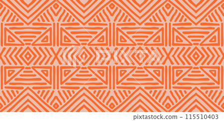 Hand drawn Batik seamless pattern. Geometric doodle abstract background, Ethnic wallpaper. Tribal vector texture. Aztec style. Folk embroidery, Scandinavian art, African rug, tile design. 115510403