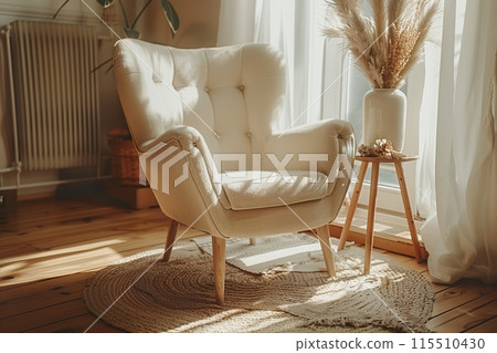Cozy Sunlit Armchair in Modern Interior Cozy Sunlit Armchair in Modern Interior 115510430