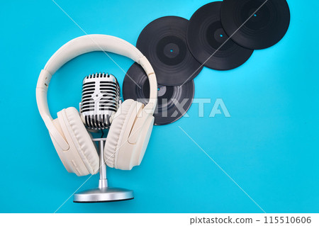 World Music Day. Music Recording Theme With Vinyl and Microphone World Music Day. Music Recording Theme With Vinyl and Microphone 115510606