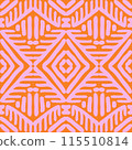 Hand drawn Batik seamless pattern. Geometric doodle abstract background, Ethnic wallpaper. Tribal vector texture. Aztec style. Folk embroidery, Scandinavian art, African rug, tile design. 115510814