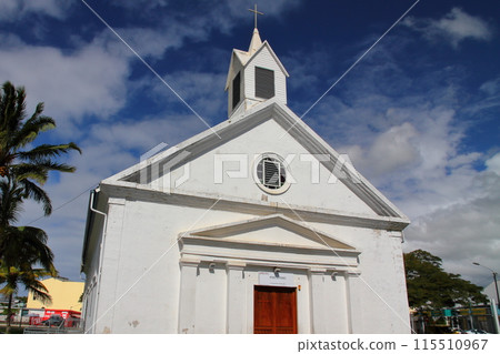 The church of Saint-Suzanne, a town on the French overseas territory of Reunion Island in the Indian Ocean 115510967