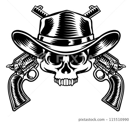 Cowboy Hat Pistols Skull Pirate Cross Bones Cowboy Hat Pistols Skull Pirate Cross Bones 115510990