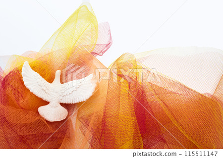 Peace Dove and Colorful Tulle Fabric 115511147