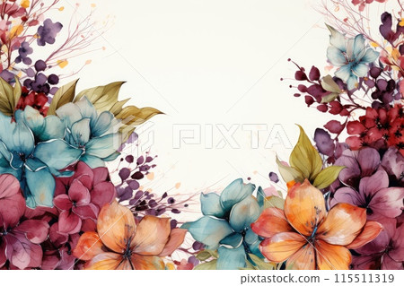 Wedding invitation backround rustic farmstyle field flowers. 115511319