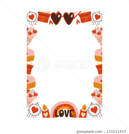Valentines day card with heart shapes on white background 115511437