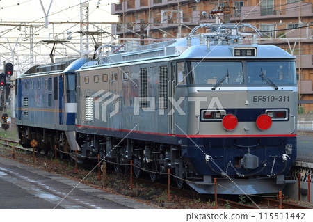 A new electric locomotive for the Kyushu region (EF510-300 series) parked at Kurashiki Station 115511442