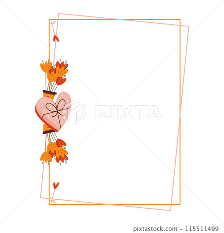 A frame with a heart, leaves, and creative arts on it 115511499