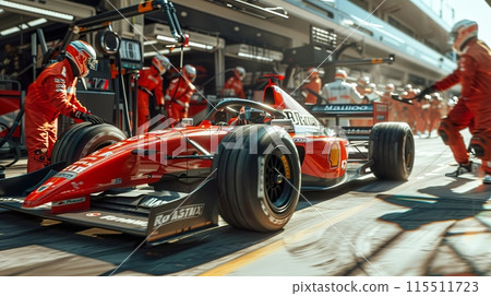 Formula One Pit Stop Team in Action Formula One Pit Stop Team in Action 115511723
