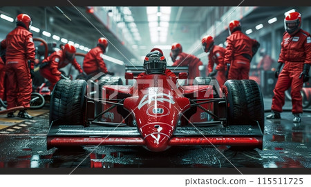 Formula One Pit Stop Team in Action Formula One Pit Stop Team in Action 115511725