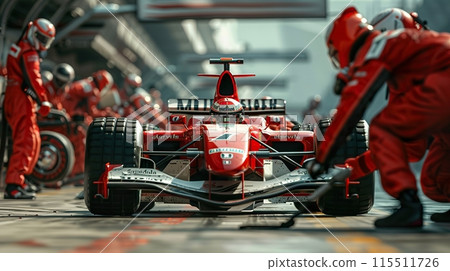 Formula One Pit Stop Team in Action Formula One Pit Stop Team in Action 115511726