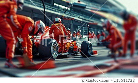 Formula One Pit Stop Team in Action Formula One Pit Stop Team in Action 115511728