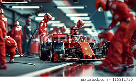 Formula One Pit Stop Team in Action 115511730