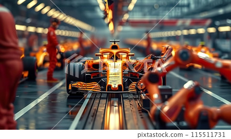 Formula One Pit Stop Team in Action 115511731