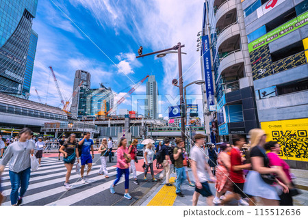 日本的東京城市景觀在入境旅遊方面正在捲土重來…外國遊客群也很突出。後面是澀谷站和重建工作... = 12th 日本的東京城市景觀在入境旅遊方面正在捲土重來…外國遊客群也很突出。後面是澀谷站和重建工作... = 12th 115512636