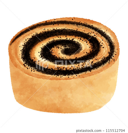 Illustration of German bread: Mohnschnecken Illustration of German bread: Mohnschnecken 115512704