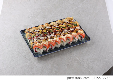 sushi set on the black stone 115512748