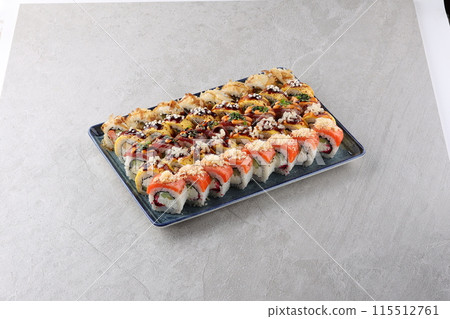 sushi set on the black stone 115512761