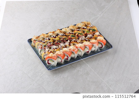 sushi set on the black stone sushi set on the black stone 115512764