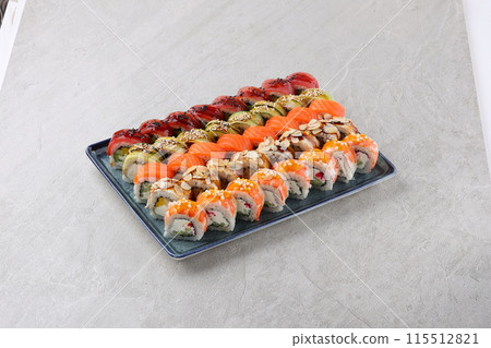 sushi set on the black stone 115512821