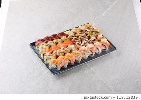 sushi set on the black stone sushi set on the black stone 115512839