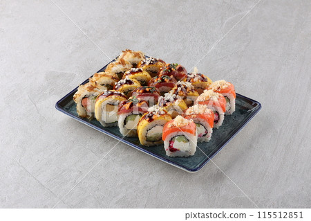 sushi set on the black stone 115512851