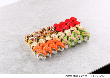 sushi set on the black stone 115512888