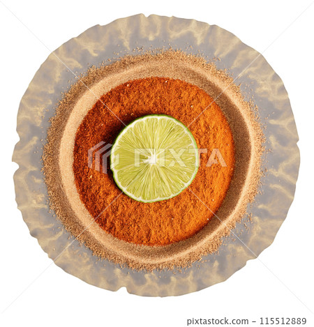 Fajita spices mandala a mandala of cumin chili powder and paprika with powder scattering 115512889