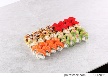 sushi set on the black stone sushi set on the black stone 115512893