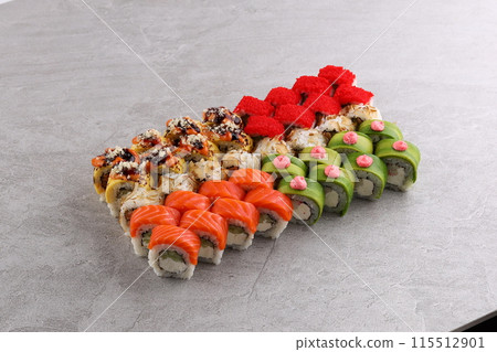 sushi set on the black stone 115512901