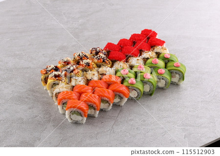 sushi set on the black stone 115512903