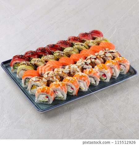 sushi set on the black stone 115512926
