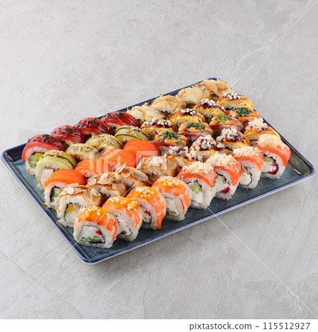 sushi set on the black stone sushi set on the black stone 115512927